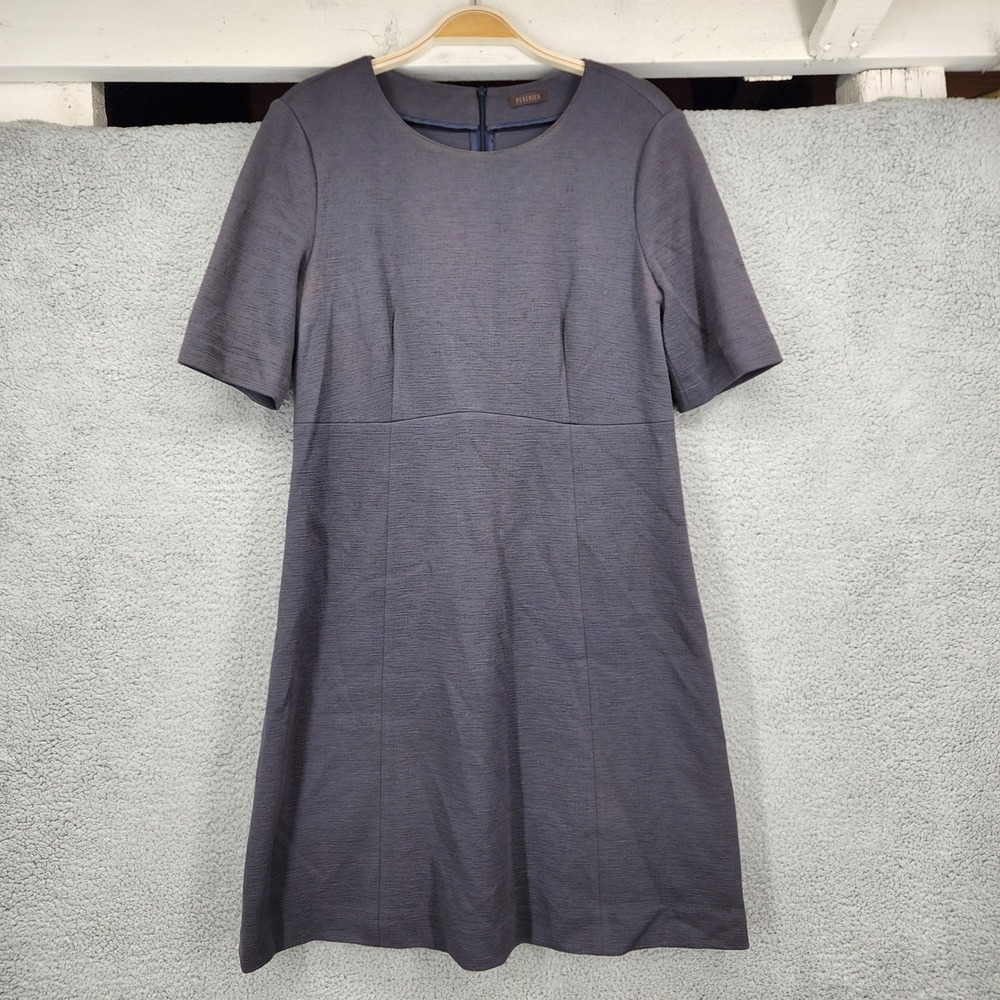 Peserico Slate Gray Short-Sleeve Midi Dress